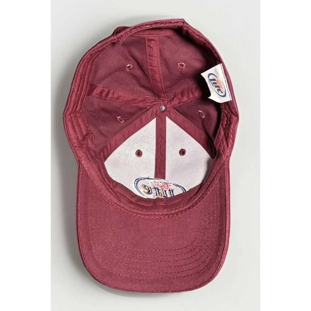 Miller Lite Beer Hat Acme Burgundy Cotton Adjustable Dad Cap Embroidered Logo